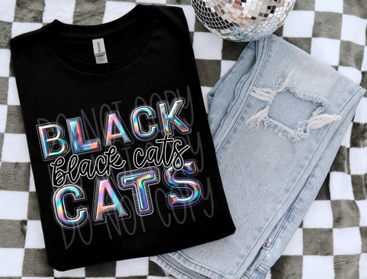 Black Cats Holographic School Spirit DTF Transfer