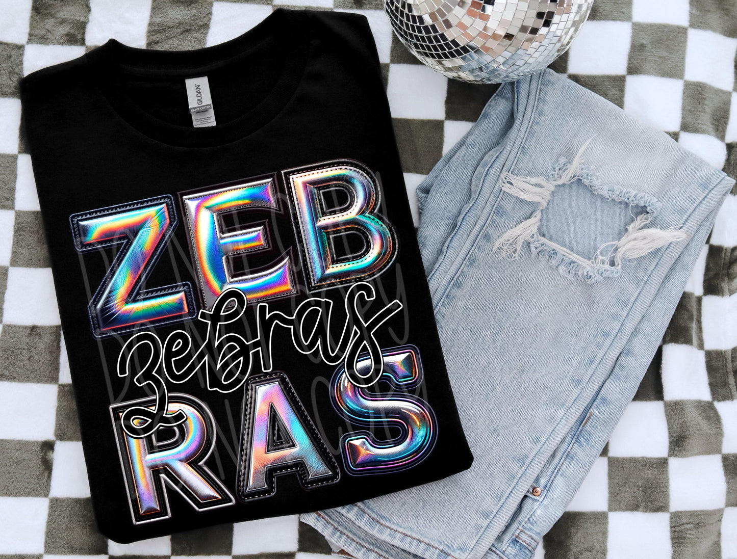 Zebras Holographic School Spirit DTF Transfer