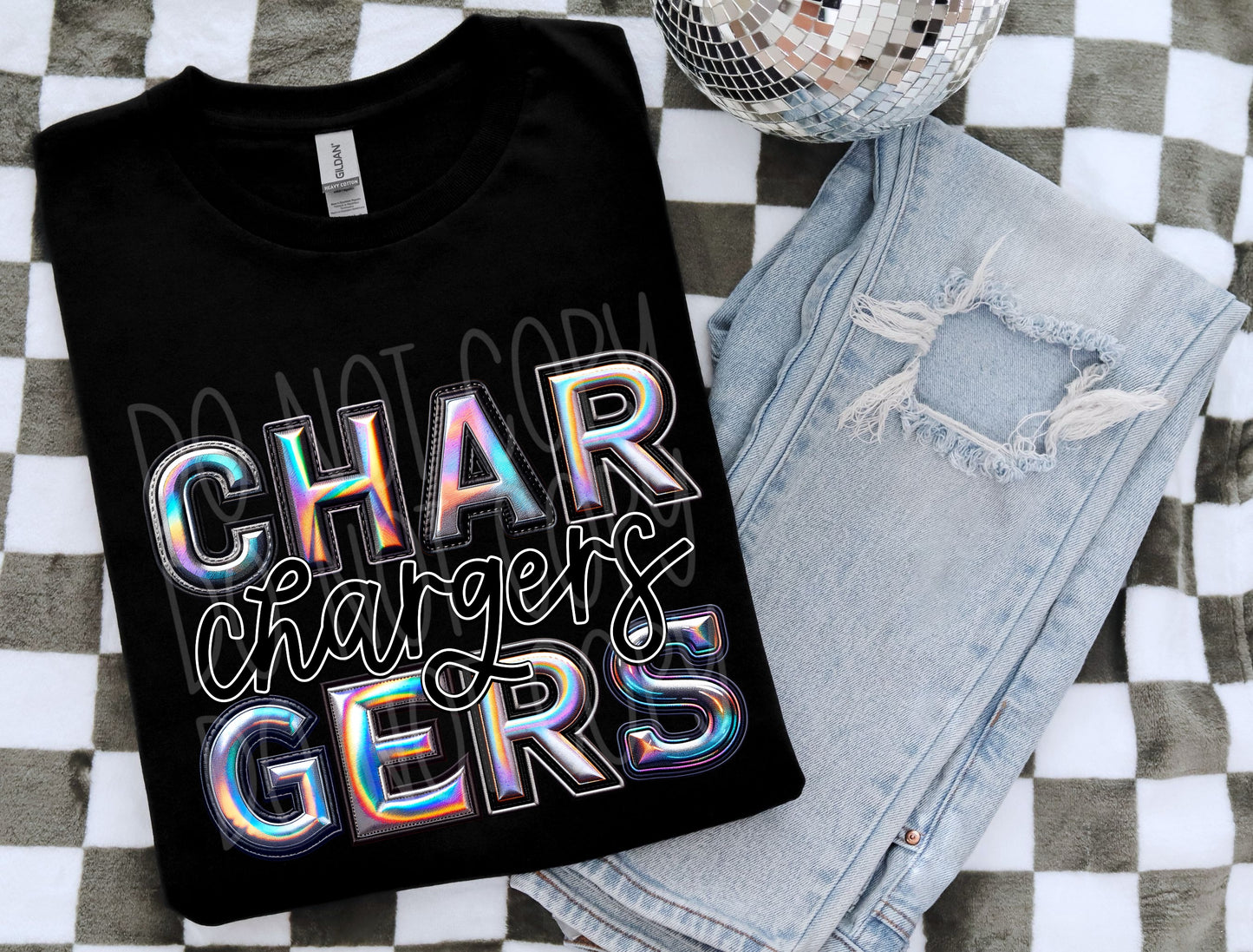 Chargers Holographic School Spirit DTF Transfer