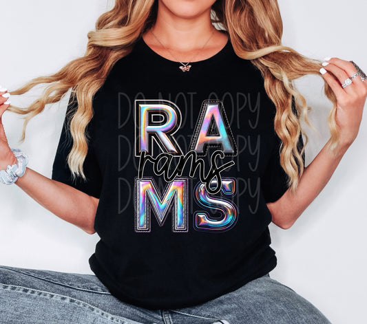 Rams Holographic School Spirit DTF Transfer