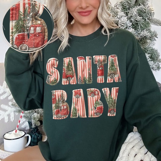 Faux Yarn Santa Baby DTF Transfer