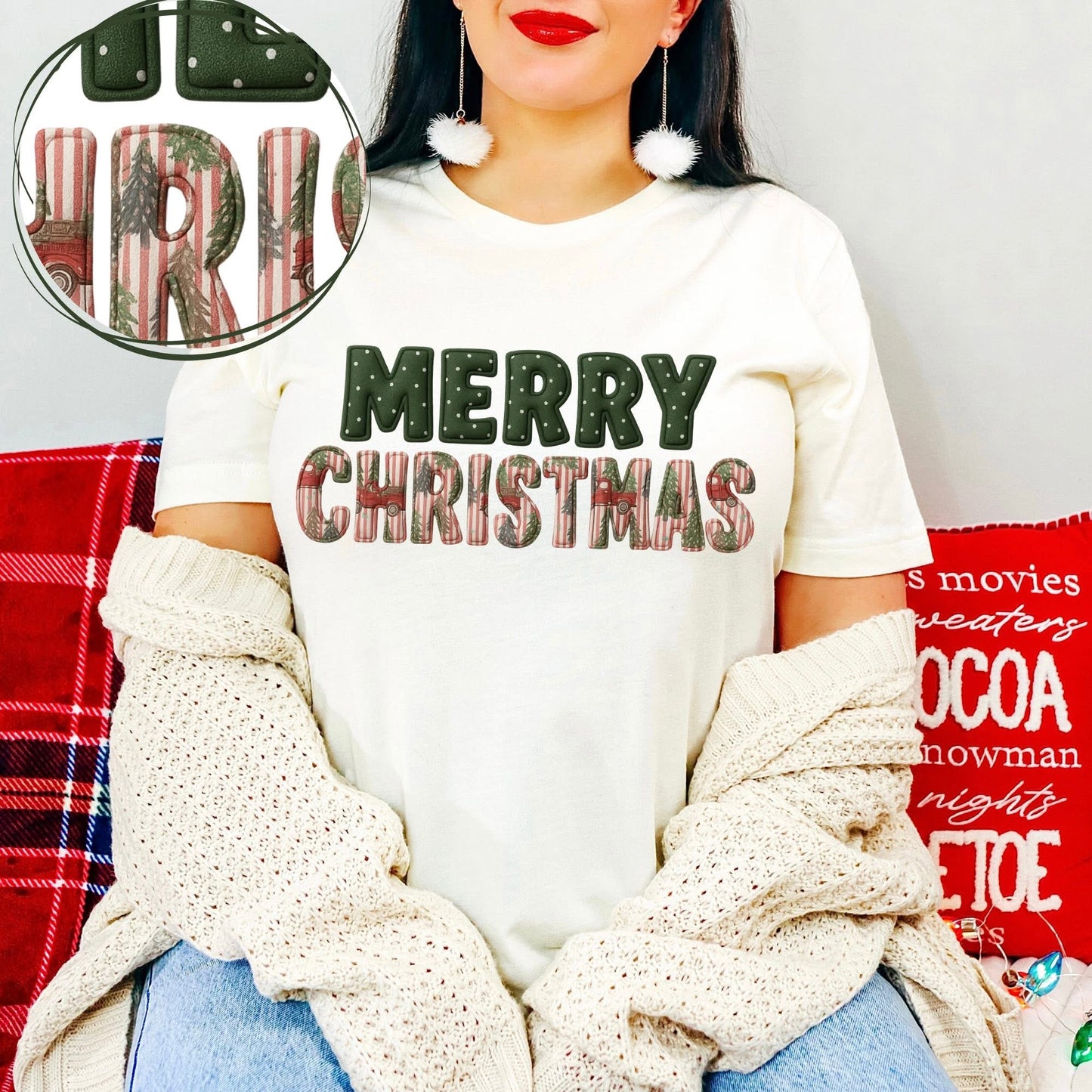 Faux Yarn Merry Christmas DTF Transfer