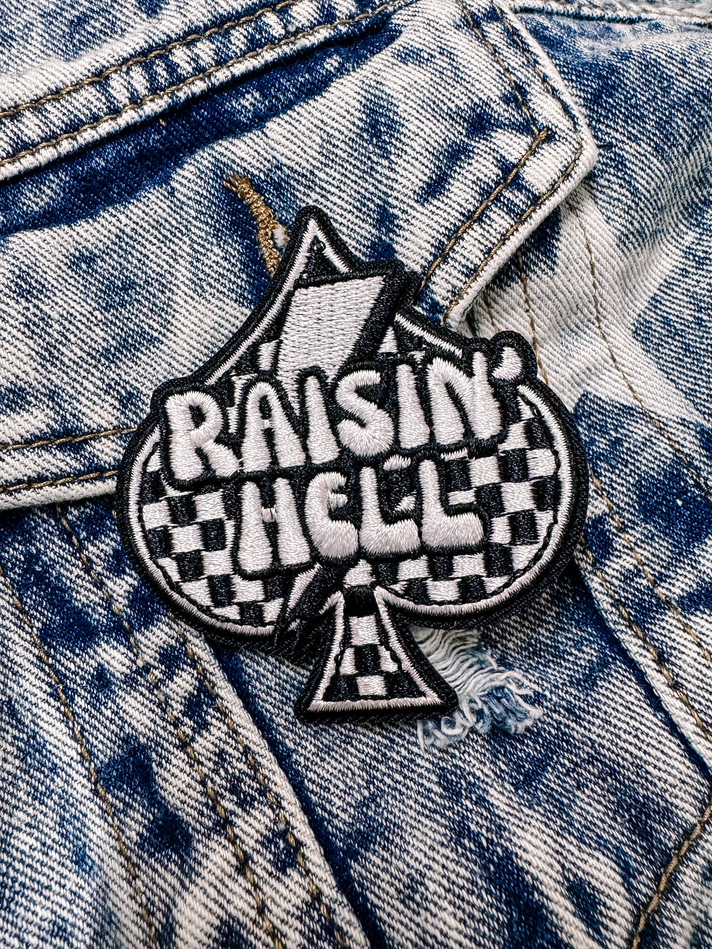 Raisin' Hell Checkered Spade Hat/Pocket Patch