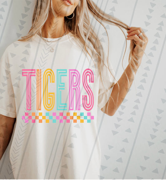 Tigers Neon School Spirit DTF Transfer