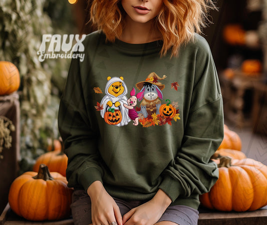 Faux Embroidery Halloween Bear DTF Transfer