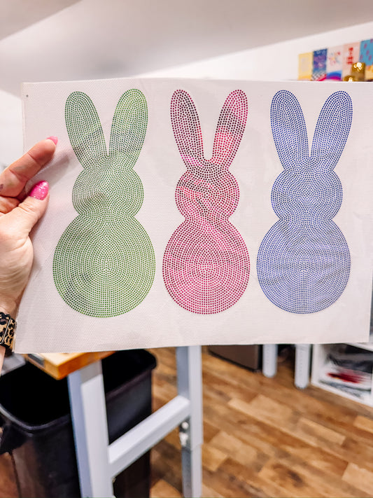 Bunny Trio Easter Spangle Transfer