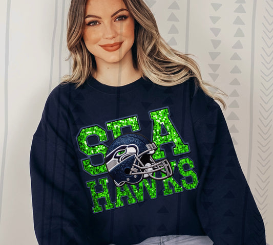 Seahawks Faux Sequin DTF Transfer