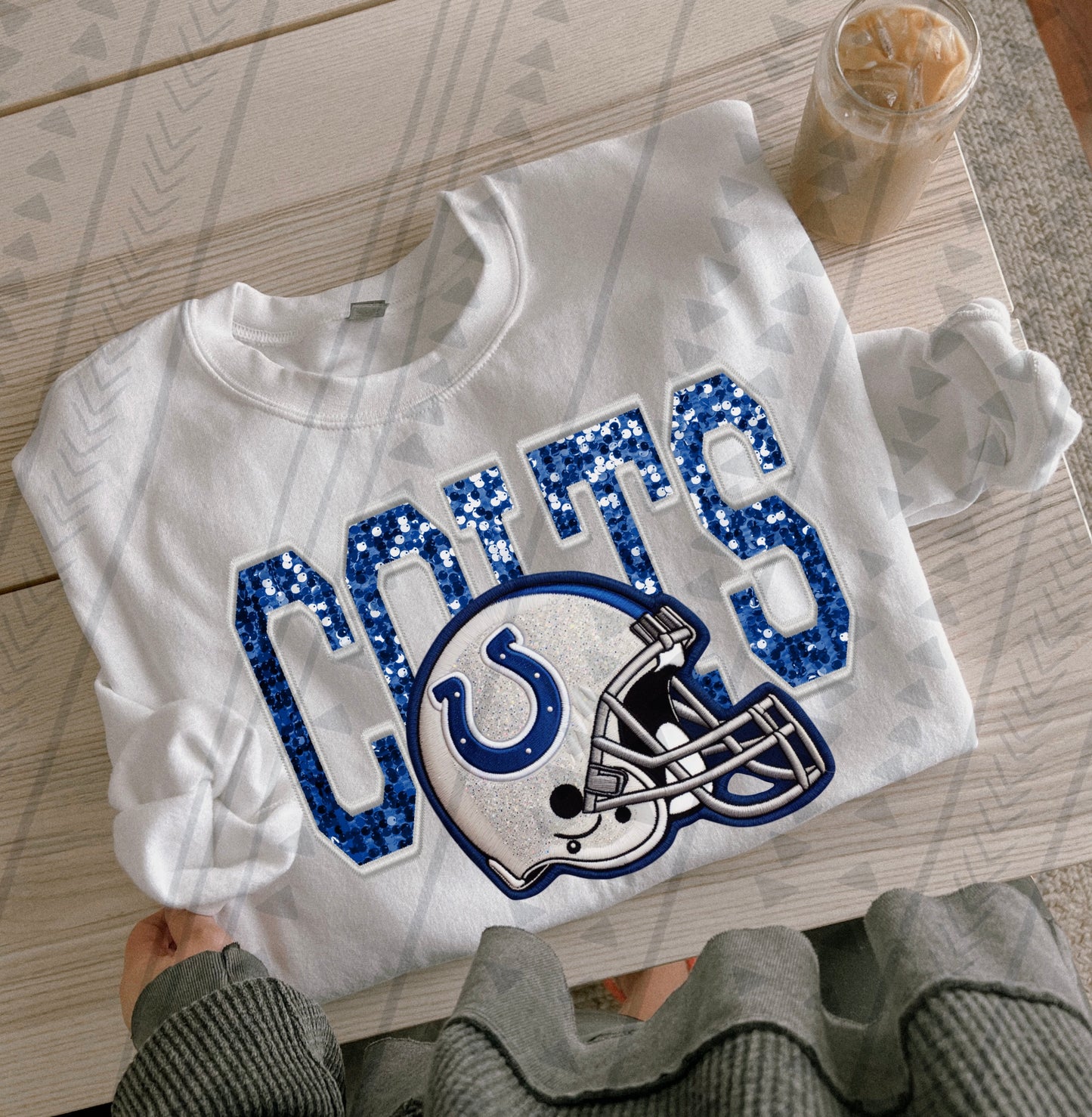 Colts Faux Sequin DTF Transfer