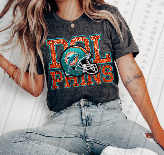 Dolphins Faux Sequin DTF Transfer