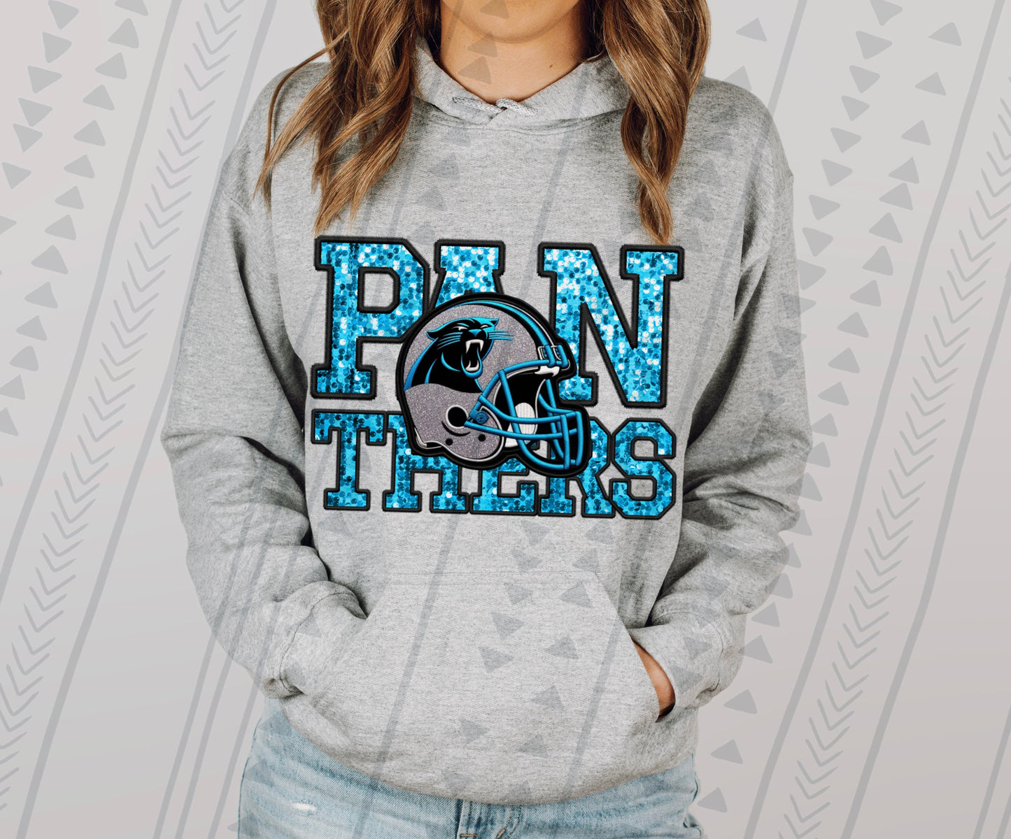 Panthers Faux Sequin DTF Transfer