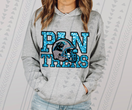 Panthers Faux Sequin DTF Transfer