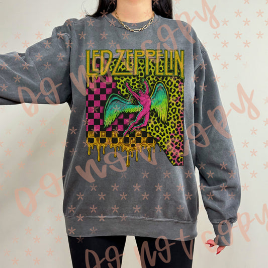 Zeppelin Neon Leopard Checkered DTF Transfer