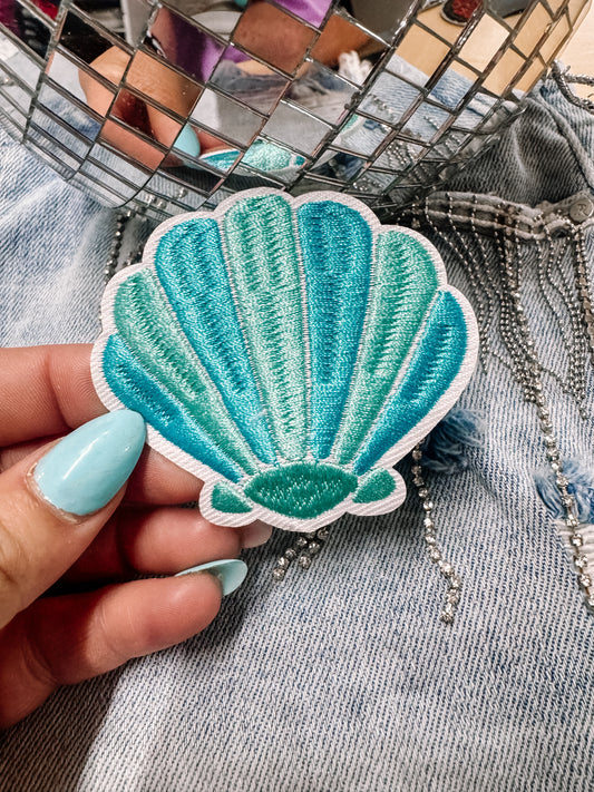Blue & Teal Seashell Summer Hat/Pocket Patch