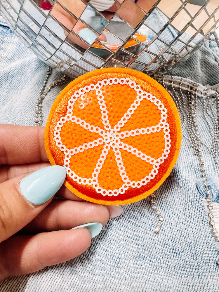 Sequin Orange Happiness Hat/Pocket Patch