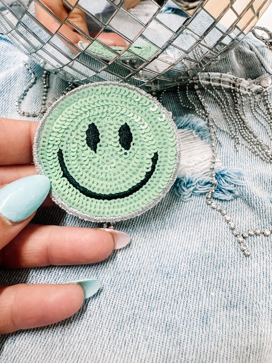 Sequin Teal Happiness Hat/Pocket Patch