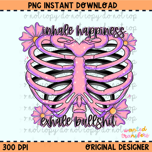 Inhale Happiness Skelly PNG Digital Download