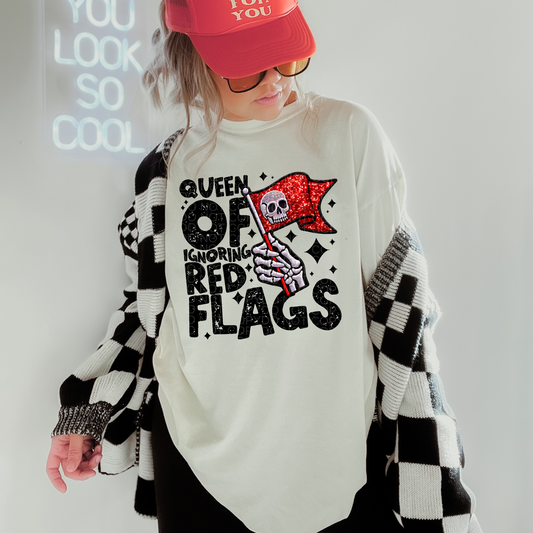 Queen of Red Flags Faux Embroidery DTF Transfer