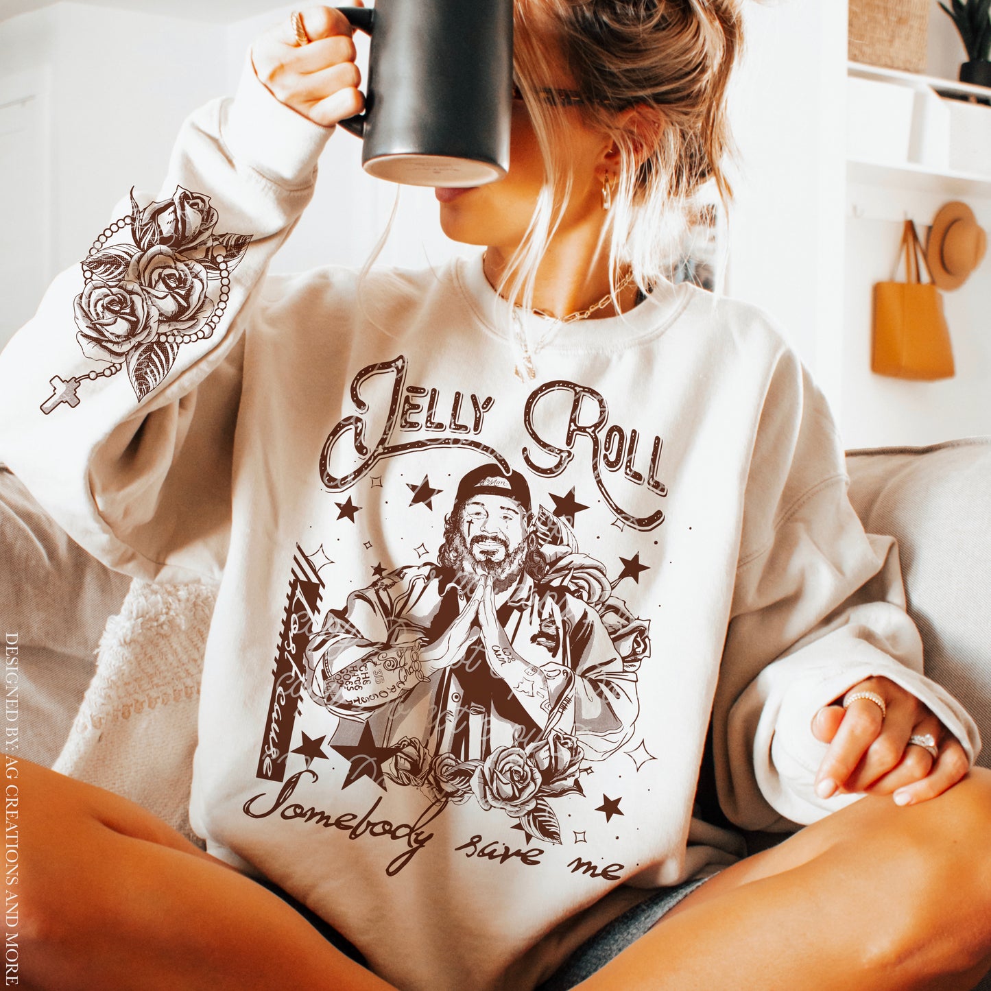 Jelly Roll Brown Somebody Save Me DTF Transfer (BOTH transfers, Pocket + Full Front)