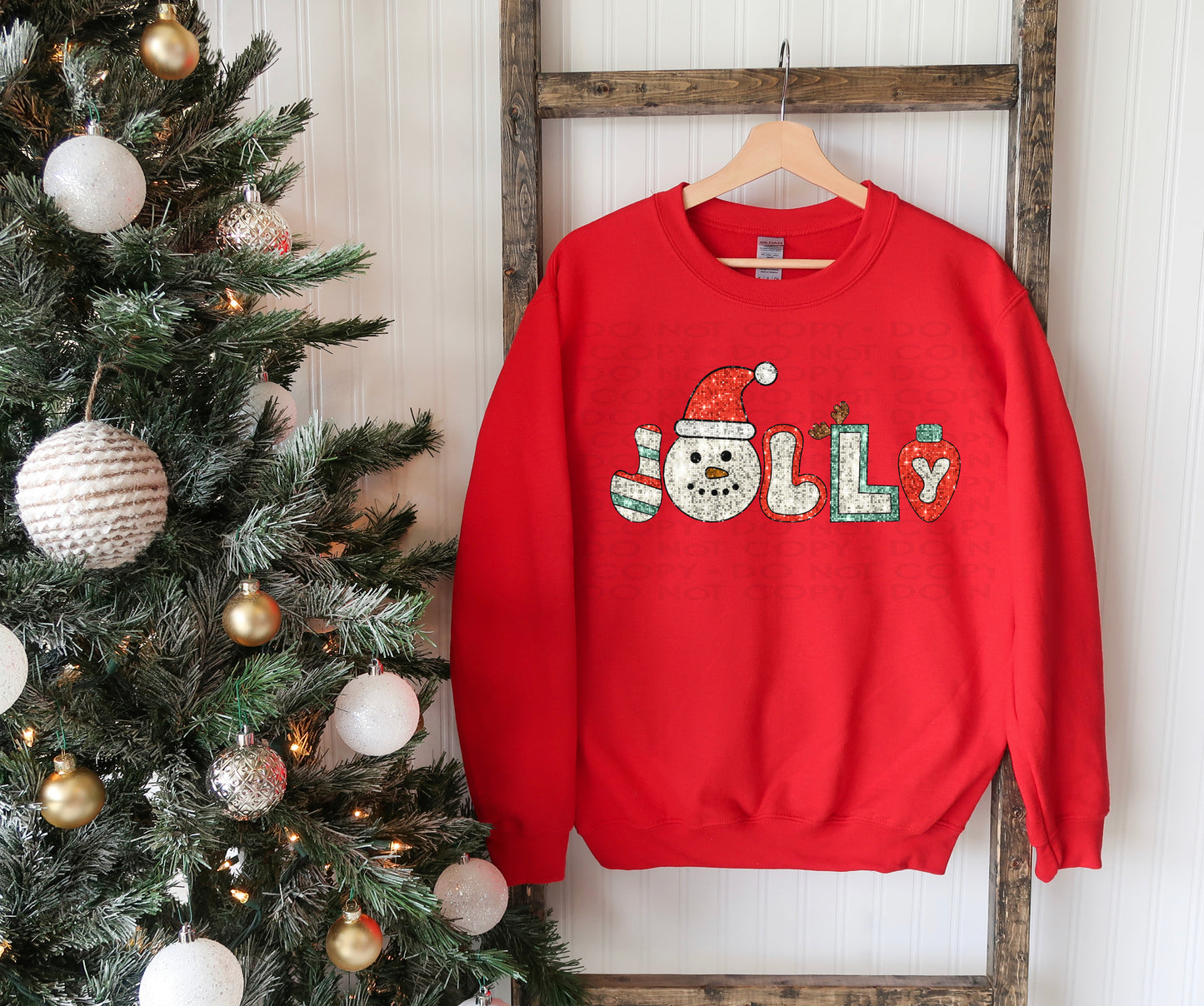 Jolly Faux Sequin Christmas DTF Transfer