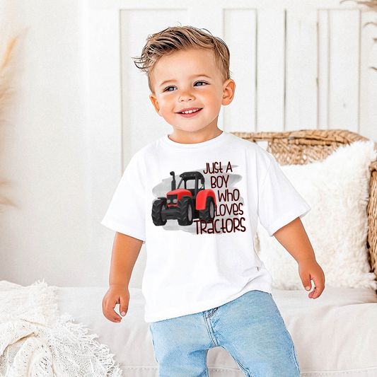 Just A Boy Who Loves Tractors DTF Transfer