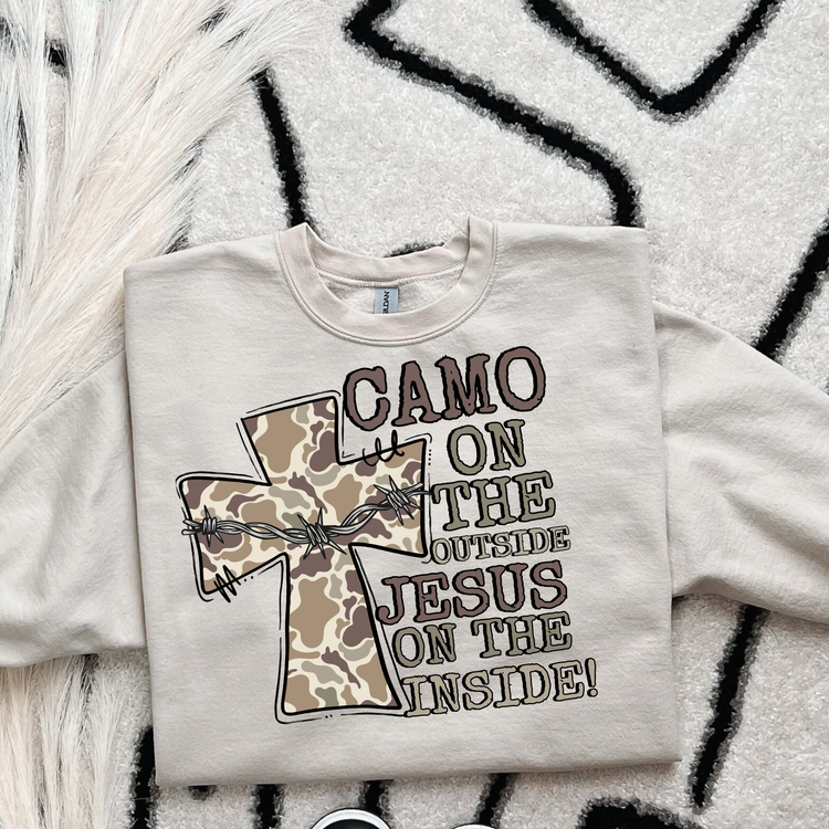 Camo on the Outside, Jesus on the Inside Faith DTF Transfer
