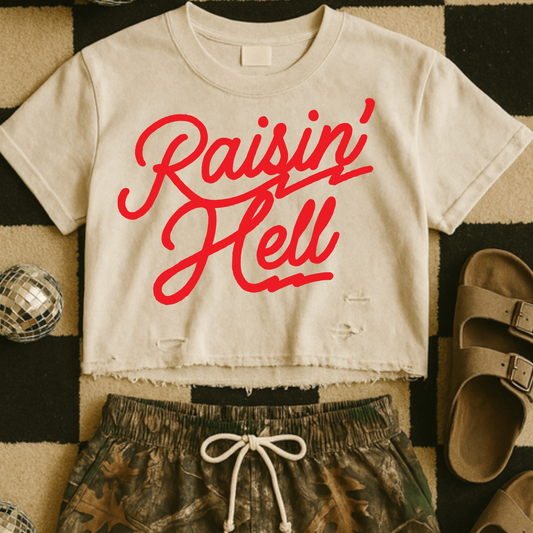 Raisin' Hell Western Single Color Screen Print Transfer