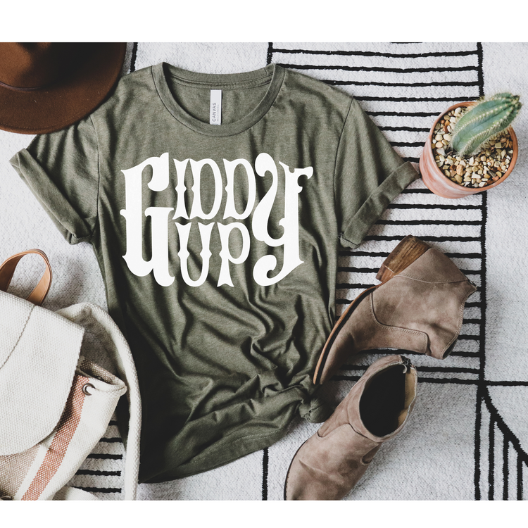 Giddy Up Western Single Color Screen Print Transfer