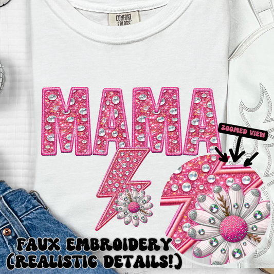 Diamond Mama Faux Embroidery DTF Transfer
