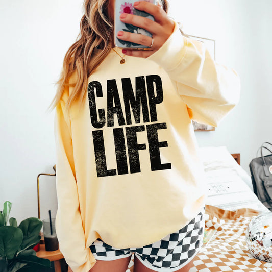 Camp Life Distressed, Black DTF Transfer