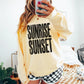 Sunrise Sunset Distressed Black DTF Transfer