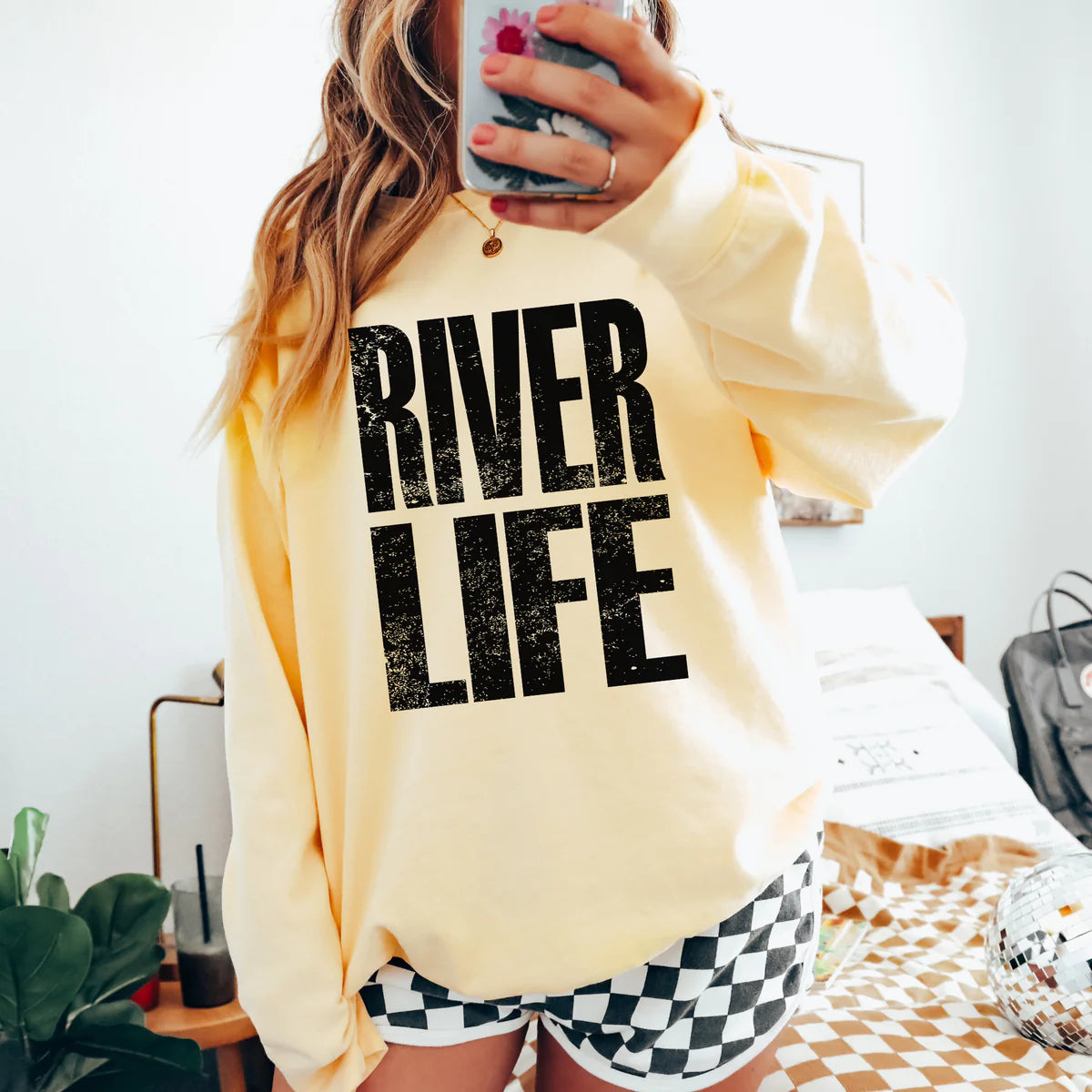 River Life Distressed, Black DTF Transfer