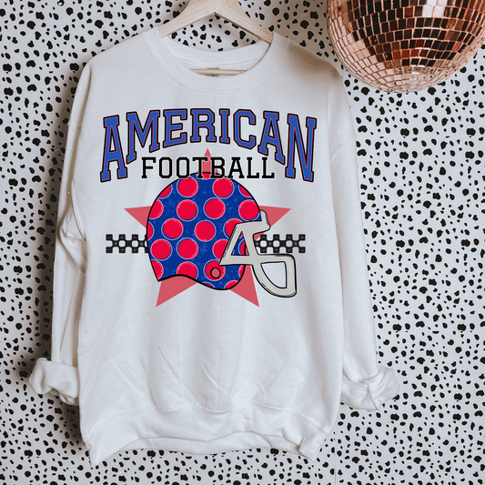 Blue + Red American Football DTF Transfer