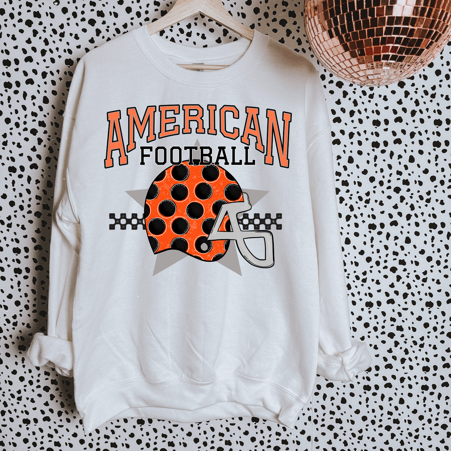 Black + Orange American Football DTF Transfer