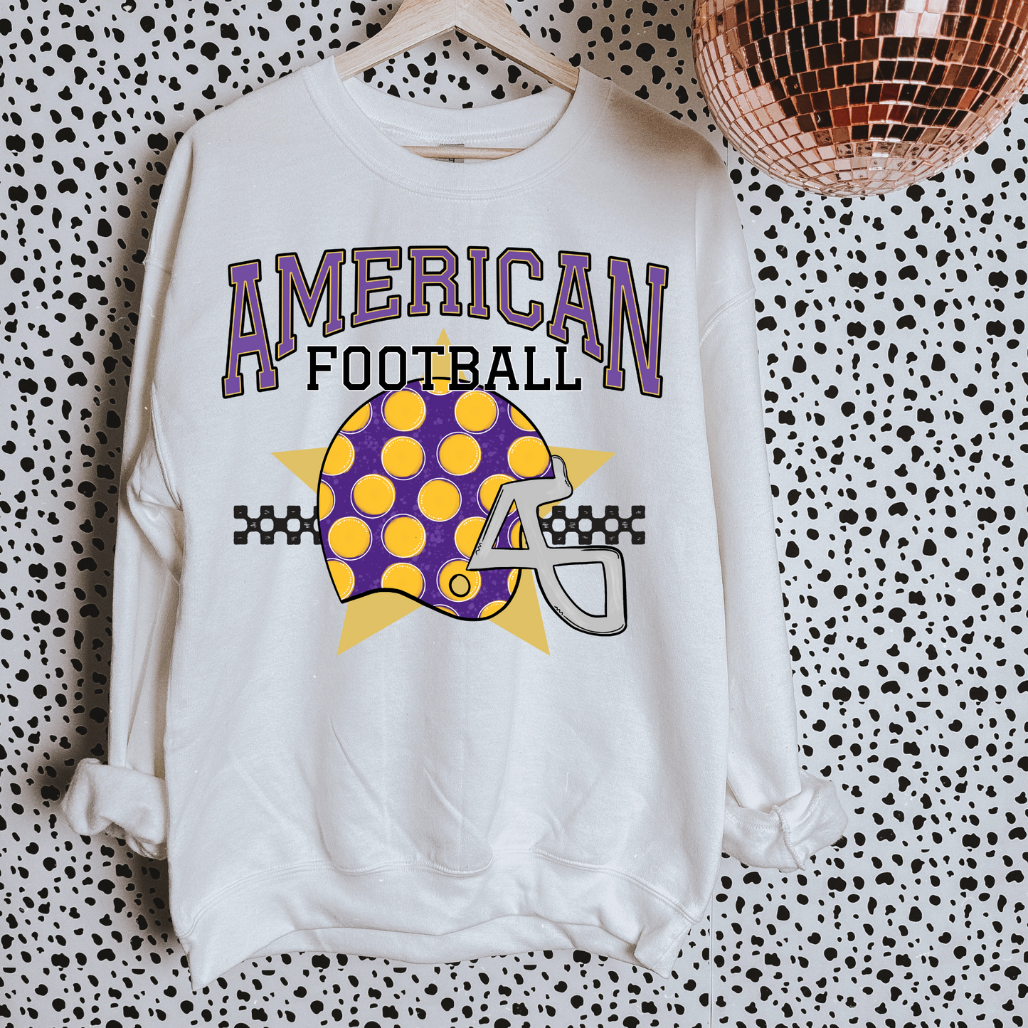 Purple + Yellow American Football DTF Transfer