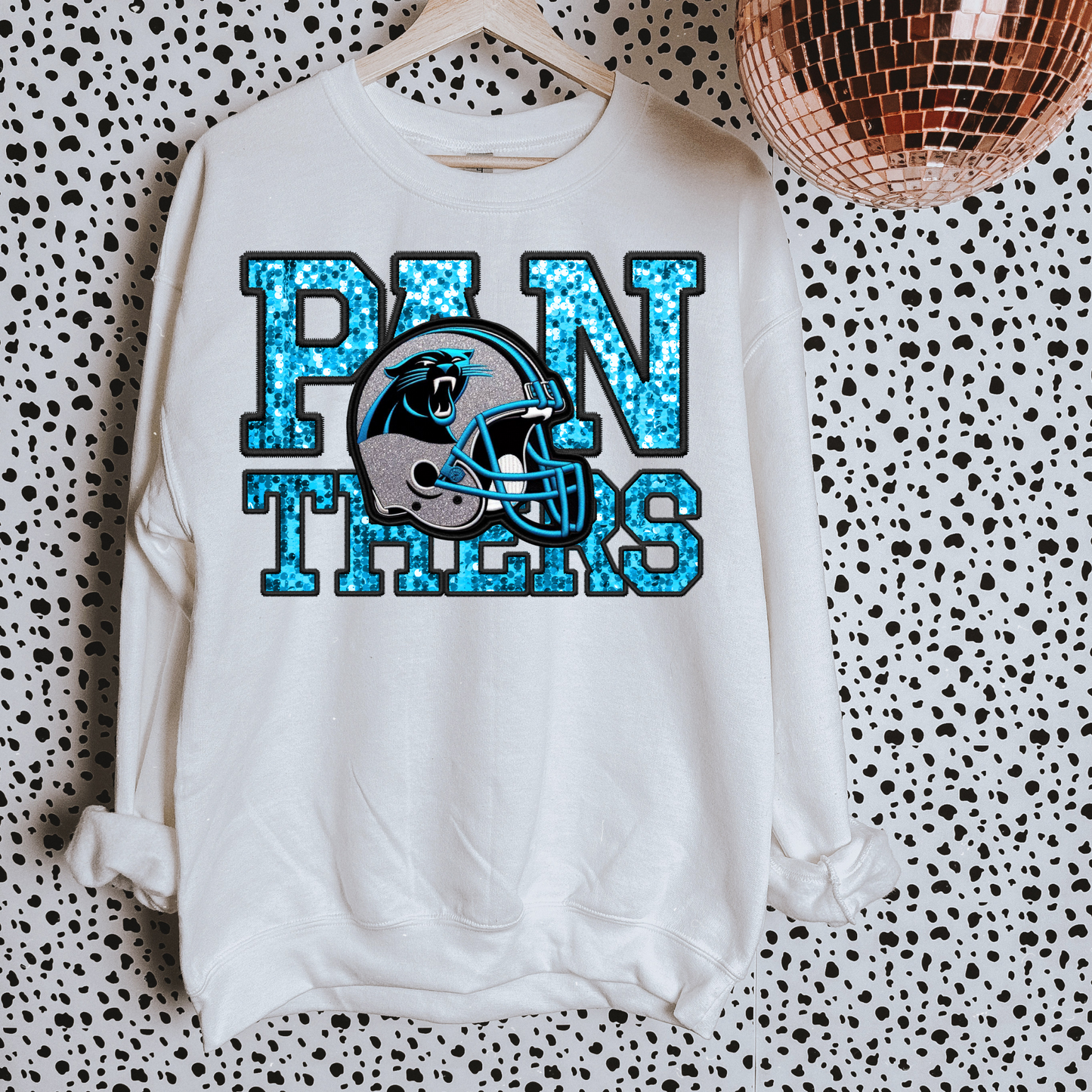 Panthers Faux Sequin DTF Transfer