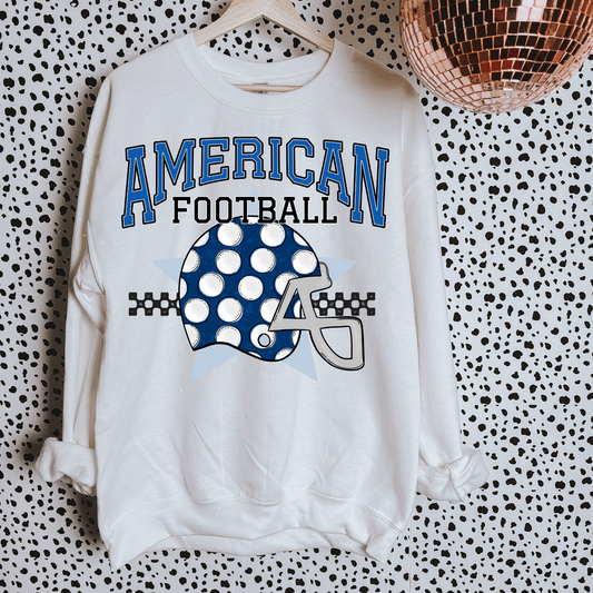 Blue + White American Football DTF Transfer