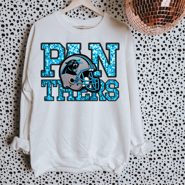 Panthers Faux Sequin DTF Transfer