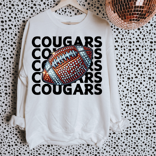 Cougars Faux Sequin Football DTF Transfer