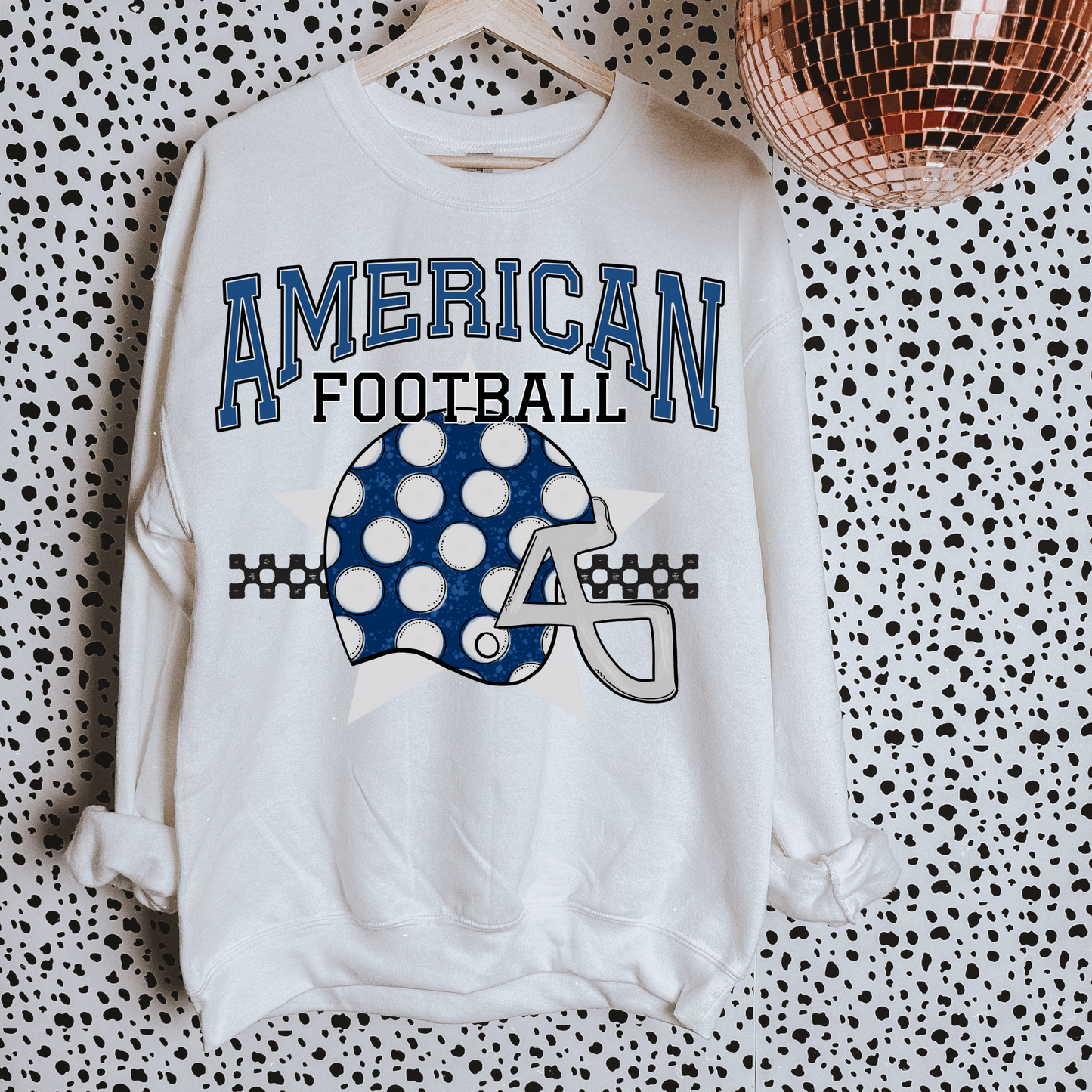 Blue + White American Football DTF Transfer