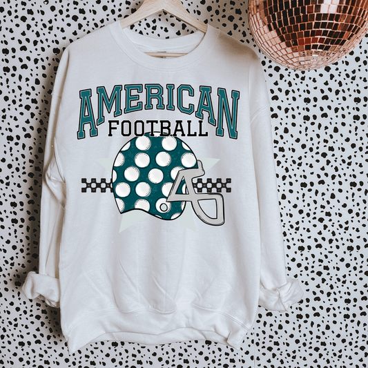 Bluish Green + White American Football DTF Transfer