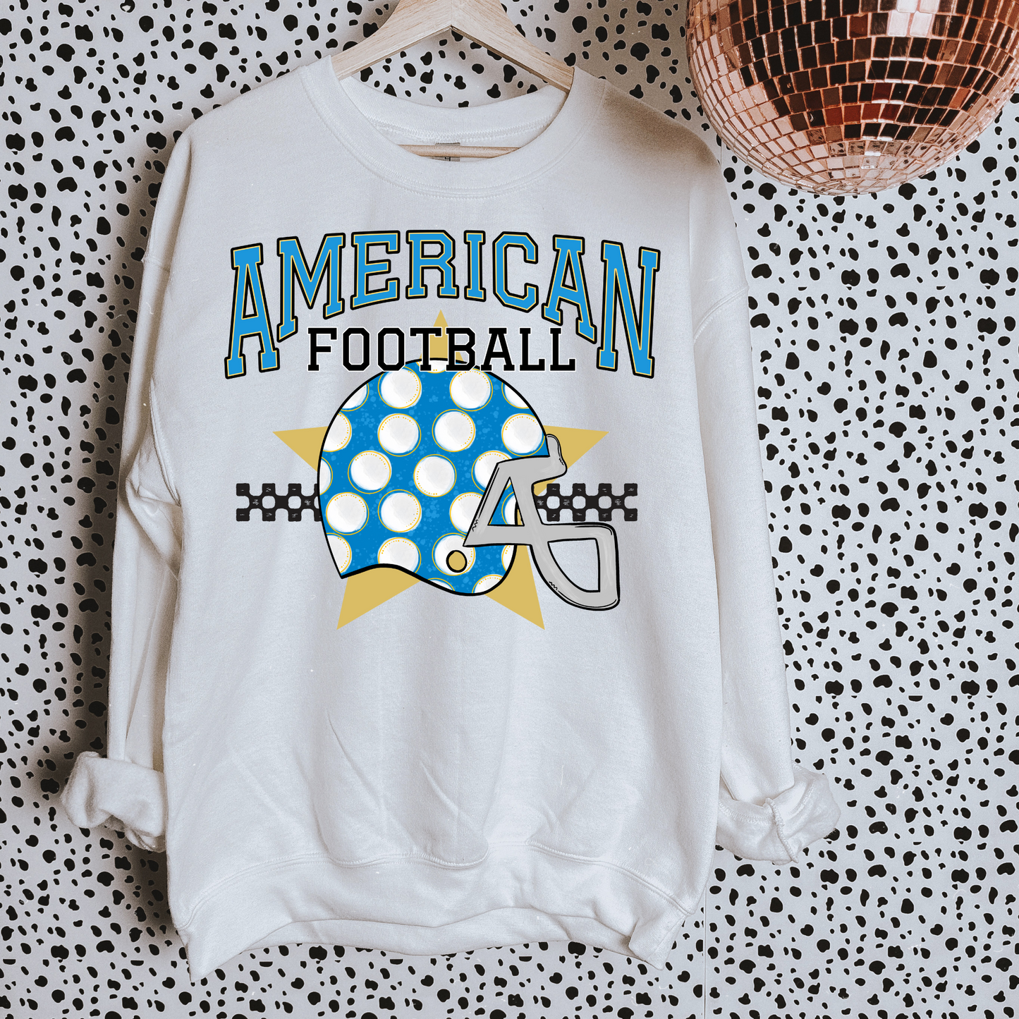 Light Blue + White American Football DTF Transfer