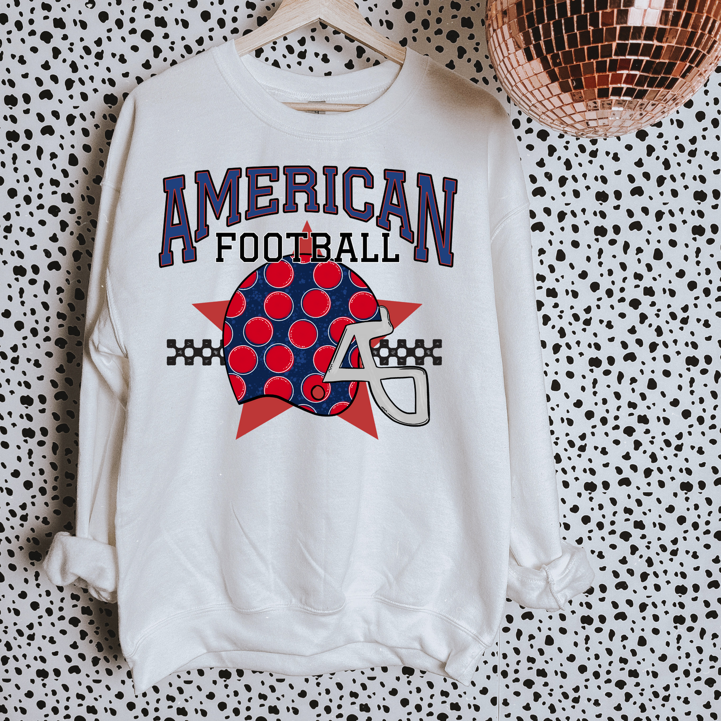 Navy + Red American Football DTF Transfer