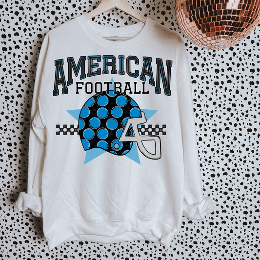 Black + Light Blue American Football DTF Transfer