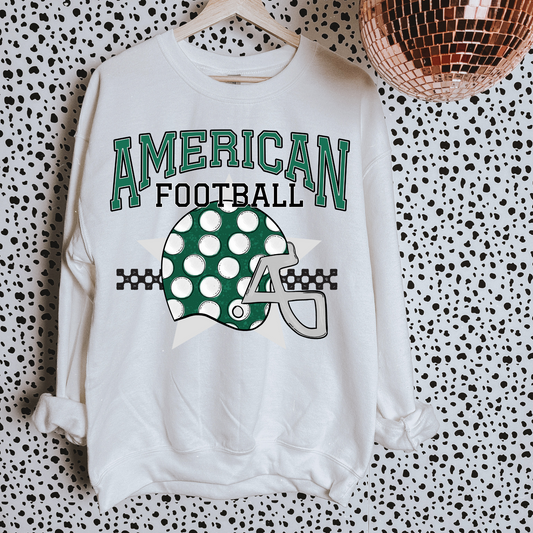 Green + White American Football DTF Transfer