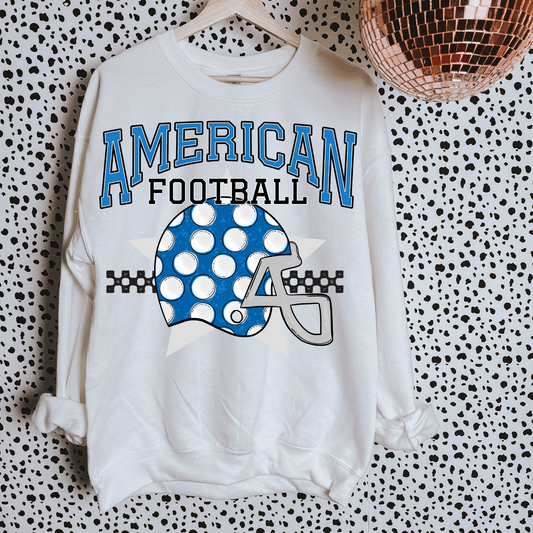 Blue + White American Football DTF Transfer