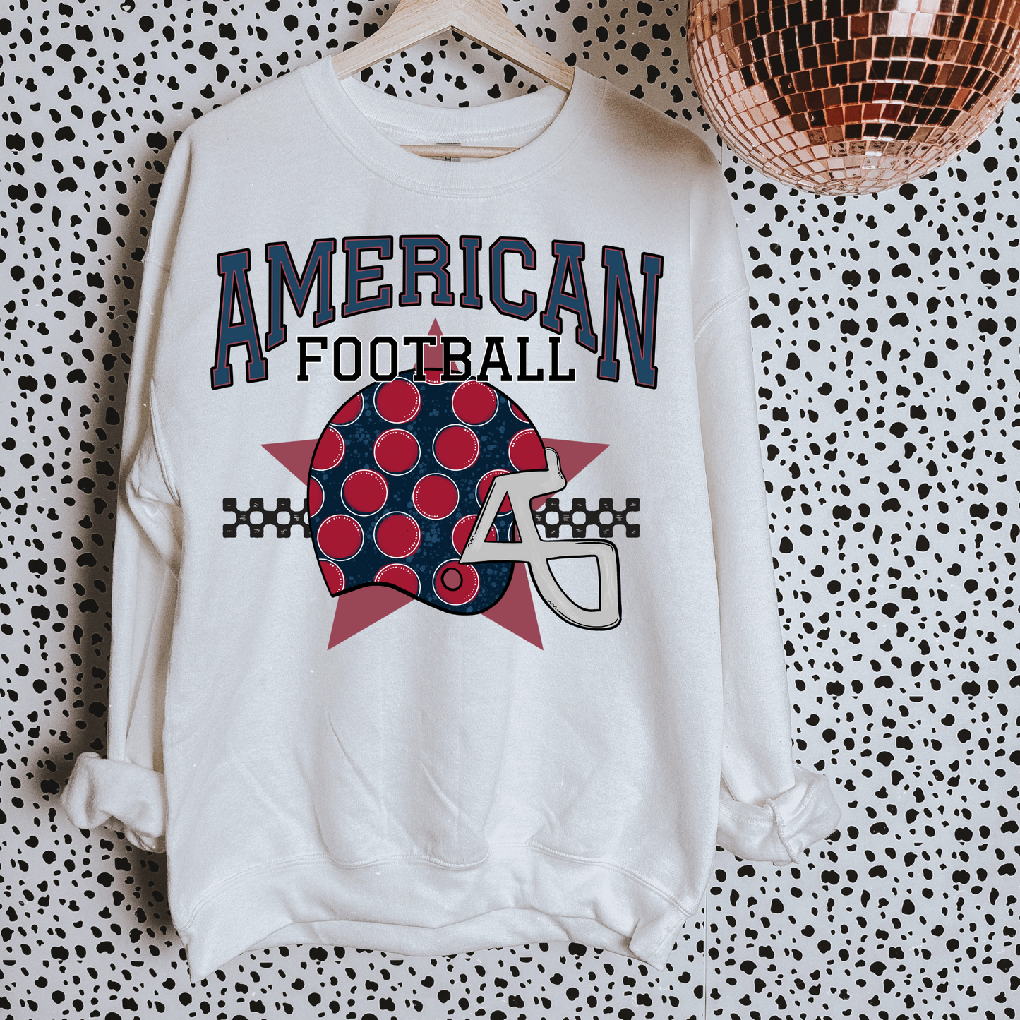 Navy + Burgendy American Football DTF Transfer