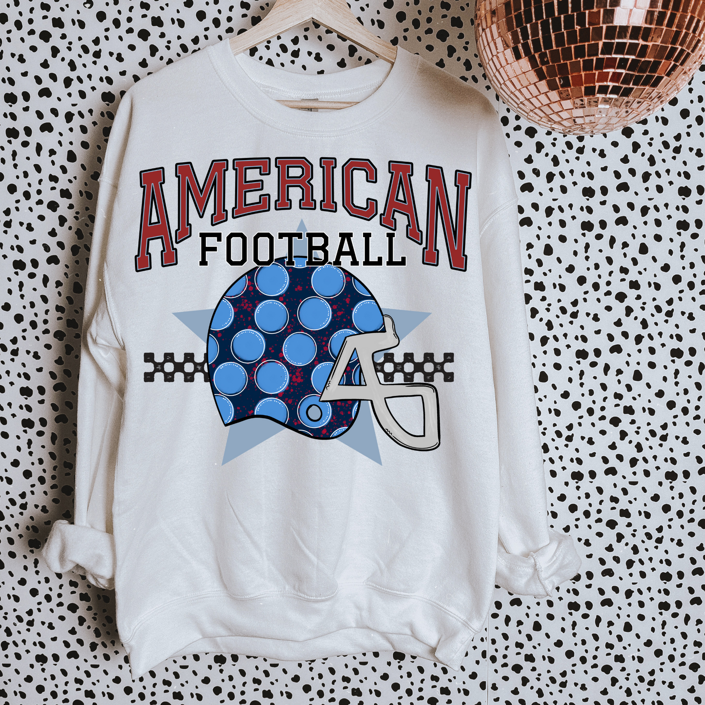 Navy + Light Blue American Football DTF Transfer