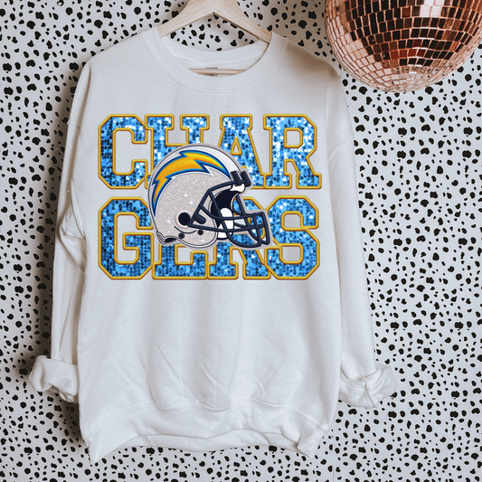 Chargers Faux Sequin DTF Transfer