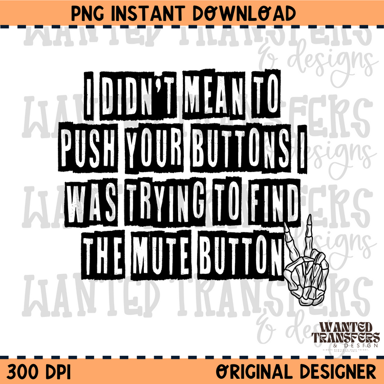Mute Button PNG Digital Download