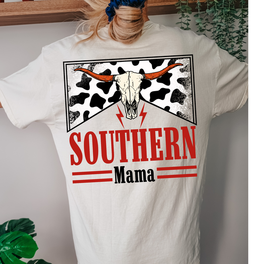 Southern Mama Red & Cow Print Western DTF Transfer